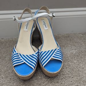 L.K Bennett “Connie” Espadrille Striped Wedges 38.5 Like new